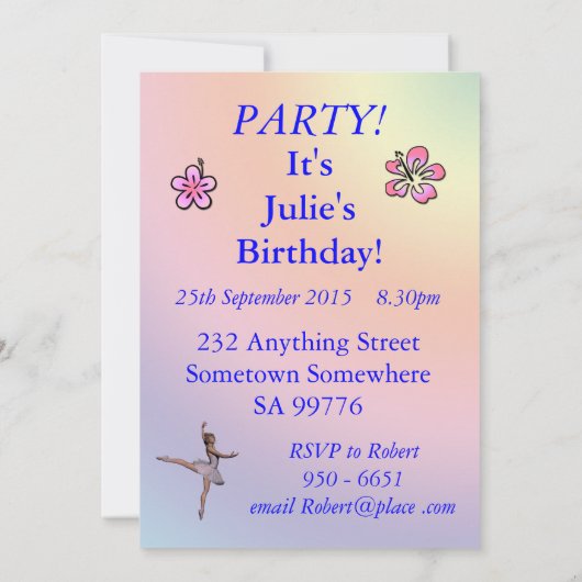 14e invitation de fête d'anniversaire (Dos)