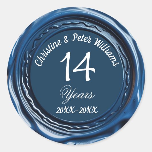 14e Ivoor bruiloft Blue Wax Seal Sticker (Voorkant)