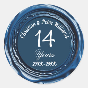 14e Ivoor bruiloft Blue Wax Seal Sticker