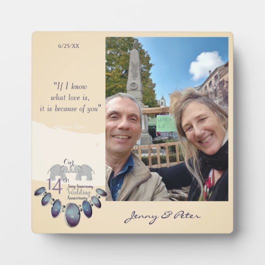 14e Ivory Wedding Jubileum Fotoplaat (Voorkant)