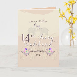 14e jubileum blanco gevouwen wenskaart kaart