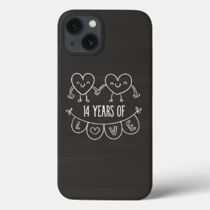 14e Jubileum Gift Chalk Hearts iPhone 13 Hoesje