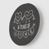 14e Jubileum Gift Chalk Hearts Grote Klok (Hoek)