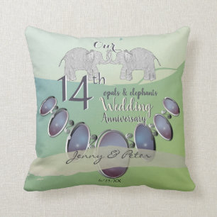 14e Jubileum voor bruiloft - Opals & Elephants Gre Kussen