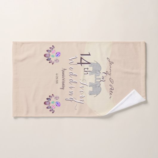14e Jubileum voor bruiloft - Opals & Elephants Ivo Bad Handdoek (Handdoek)