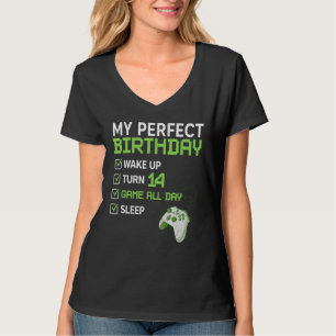14e perfecte verjaardag jongens gaming 14 jaar oud t-shirt