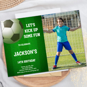 14e Soccer Anniversaire Invitations avec photo