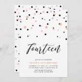 14e tiende verjaardag van het zwarte en Roos goude Kaart (Voorkant / Achterkant)