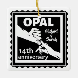 14e trouwdag Opale traditionele bruiloft Keramisch Ornament