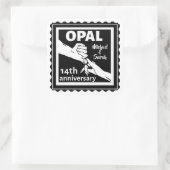 14e trouwdag Opale traditionele bruiloft Vierkante Sticker (Tas)