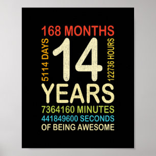 14e verjaardag 14 jaar oude retro 168 poster