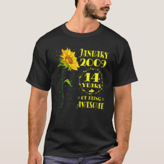 14e verjaardag 14 jaar oude zonnebloem  Meisjes Ja T-shirt