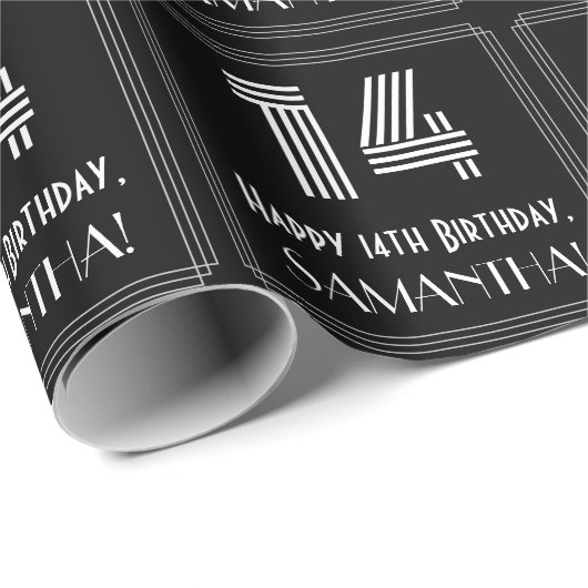 14e verjaardag: Art Deco geïnspireerde look "14" w Cadeaupapier (Rol Hoek)