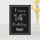 14e verjaardag: Art Deco Style # 14 en aangepaste  Kaart (Gele Bloem)