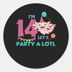 14e verjaardag Axolotl 14 jaar oude Axolotls Ronde Sticker