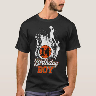 14e verjaardag Basketball Theme Birthday Boy 14 ja T-shirt