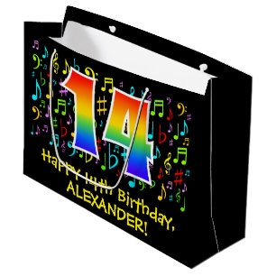 14e verjaardag - Colorful Music Symbols, Rainbow 1 Groot Cadeauzakje