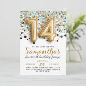 14e verjaardag Confetti Kaart (Staand voorkant)