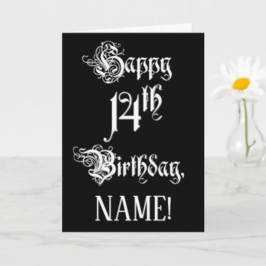 14e verjaardag: Fancy, elegant script + aangepaste Kaart (Kleine Plant)