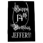 14e verjaardag: Fancy, elegant script + aangepaste Medium Cadeauzakje (Voorkant)