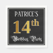 14e verjaardag — Fancy script, Faux Gold look Servet (Voorkant)