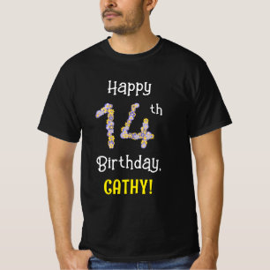 14e verjaardag: Floral Flowers Number "14" + naam T-shirt