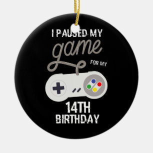 14e verjaardag Gepauzeerd Mijn spel 14 jaar oude g Keramisch Ornament