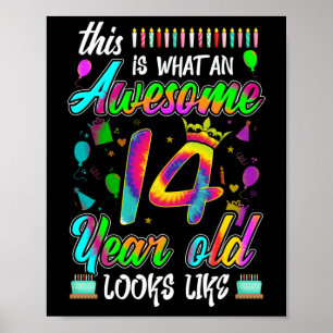 14e verjaardag Geweldige 14 jaar oud ziet er uit Poster