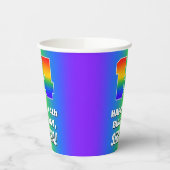 14e verjaardag: kleurrijk, vun regenboogpatroon #  papieren bekers (Links)