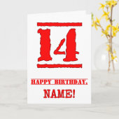 14e verjaardag: Leuk, rood rubberen stempel geïnsp Kaart (Gele Bloem)