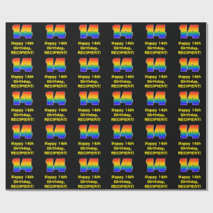 14e verjaardag: leuke, kleurrijke regenboog geïnsp cadeaupapier
