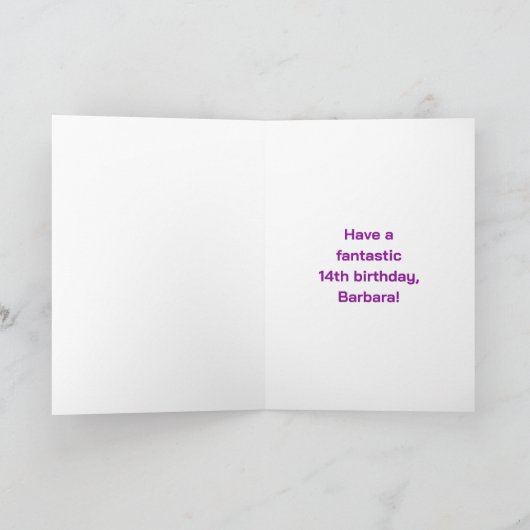 14e verjaardag: Leuke regenboog #, Aangepaste naam Kaart (Binnen)