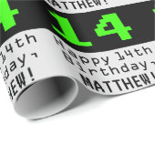 14e verjaardag - Nerdy / Geeky Style "14" en naam Cadeaupapier (Rol Hoek)