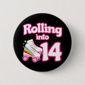 14e verjaardag rolschaatsen 14 jaar oud Schaats Ronde Button 5,7 Cm (Voorkant)