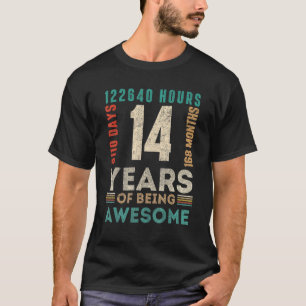 14e verjaardag uren dagen maanden 14 jaar oud bday t-shirt