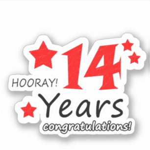 14e verjaardag van het huwelijk - 14 jaar verjaard sticker