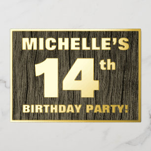 14e verjaardag: Vet, Faux-waterkorenpatroon Folie Uitnodiging