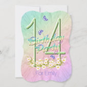 14e Verjaardagsfeest Rainbow Garden Uitnodigingen (Voorkant)