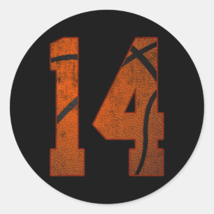 14e verjaardagsfeestje veertien 14 jaar oud basket ronde sticker