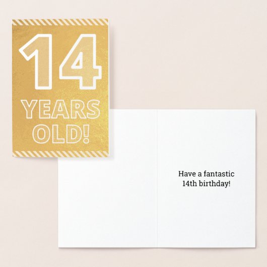 14ème anniversaire : Gras "14 ANS !" Carte Gold Fo (Affichage)