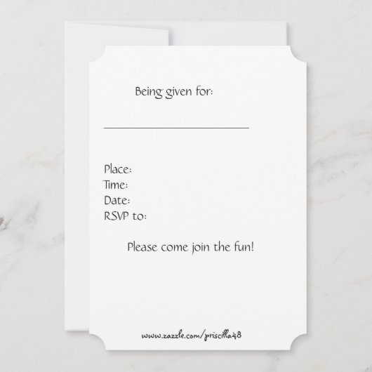 14ème Invitation de fête d'anniversaire, noir et (Dos)