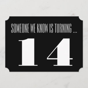 14ème Invitation de fête d'anniversaire, noir et