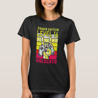 14th Birthday Video Gamer Edition Level 14 Unlocke T-shirt
