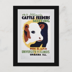 "14th Illinois Cattle Feeders Meeting" WPA-Poster Briefkaart