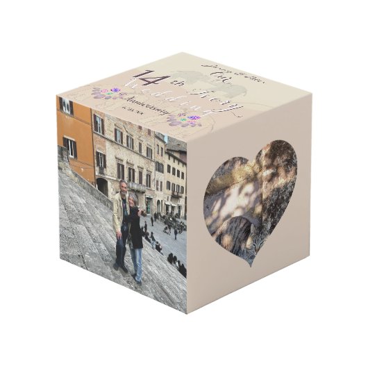 14th Ivory Wedding Anniversary Photo Cube (Angle devant)