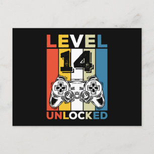14th Level Unlocked 14 Gaming Vintage Feestdagenkaart