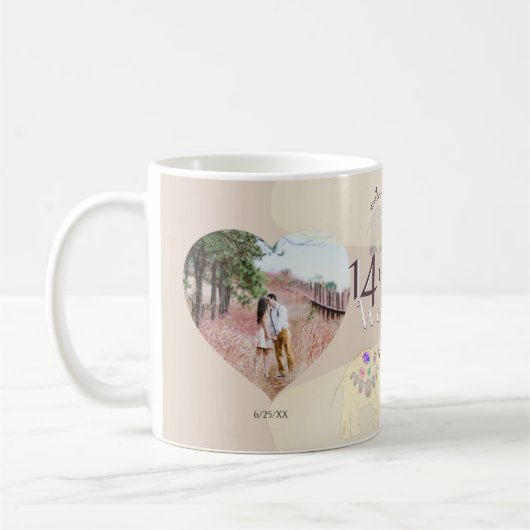 14th Wedding Anniversary Ivory  Coffee Mug (Gauche)