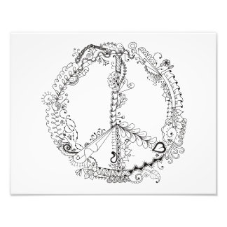 14x11 Foto van het Illustrated Artsy Peace Sign Afdruk