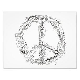 14x11 Foto van het Illustrated Artsy Peace Sign Foto Afdruk