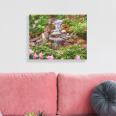 14x11 stromende waterval met bronbloemen canvas afdruk (Insitu (Woonkamer))